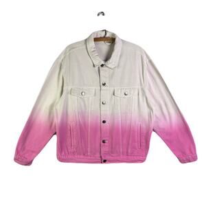 STREET PIT by Trae Kung Fu Pink/White Ombre Denim Jacket Size L